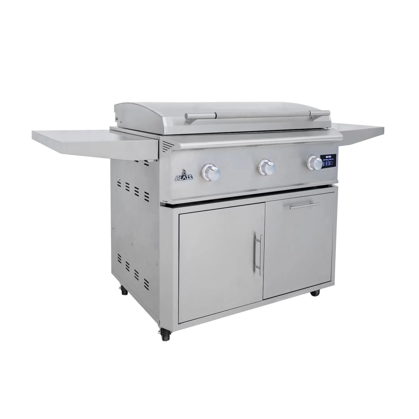 Blaze Grill Package - LTE Pro 40" Propane Gas Griddle with Digital Temperature Screen and Lift-Assist Lid, and Grill Cart in Stainless Steel (AP2-GRIDDLE40-LP)