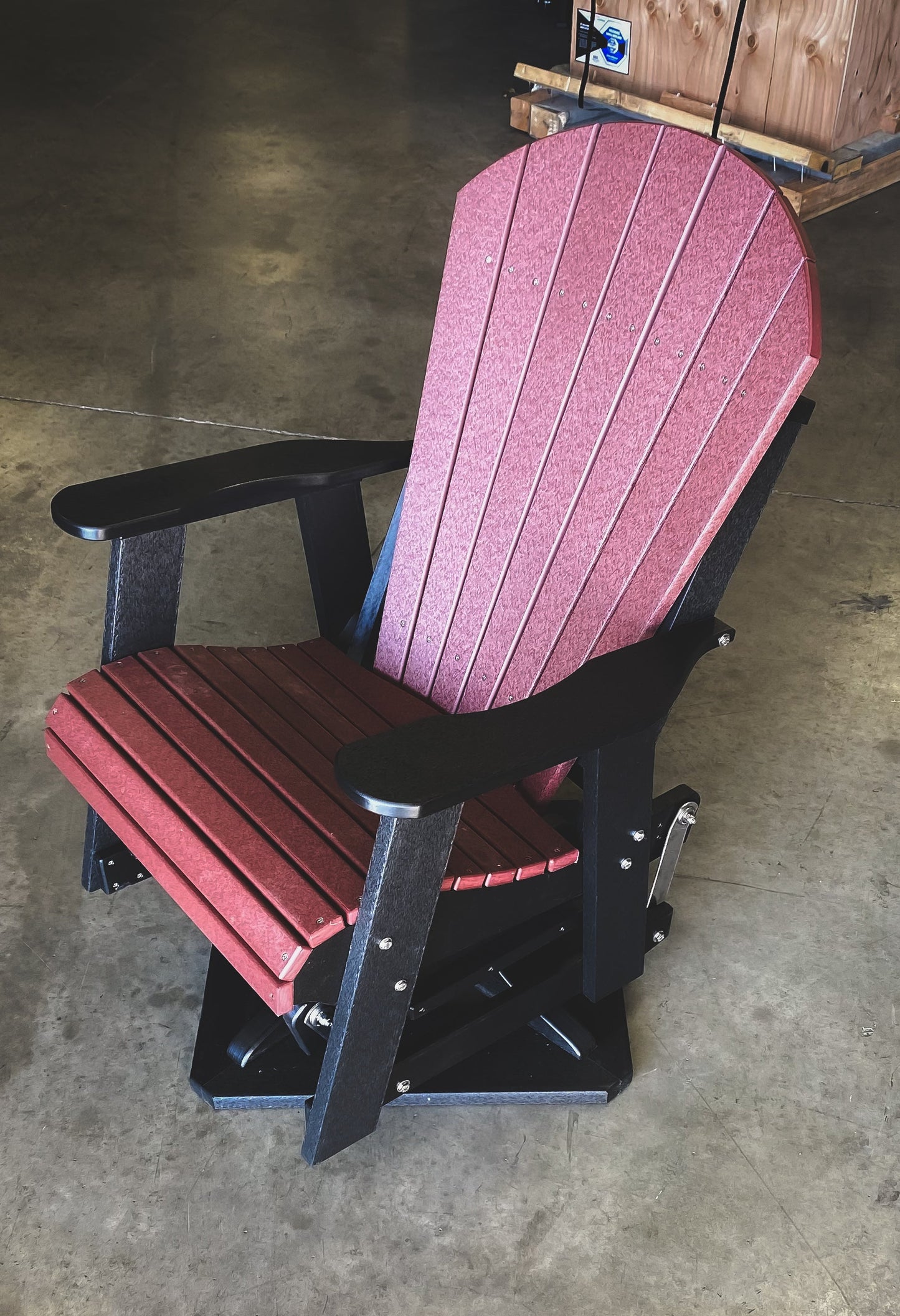 2′ Swivel Adirondack Glider Cherry Wood/Black