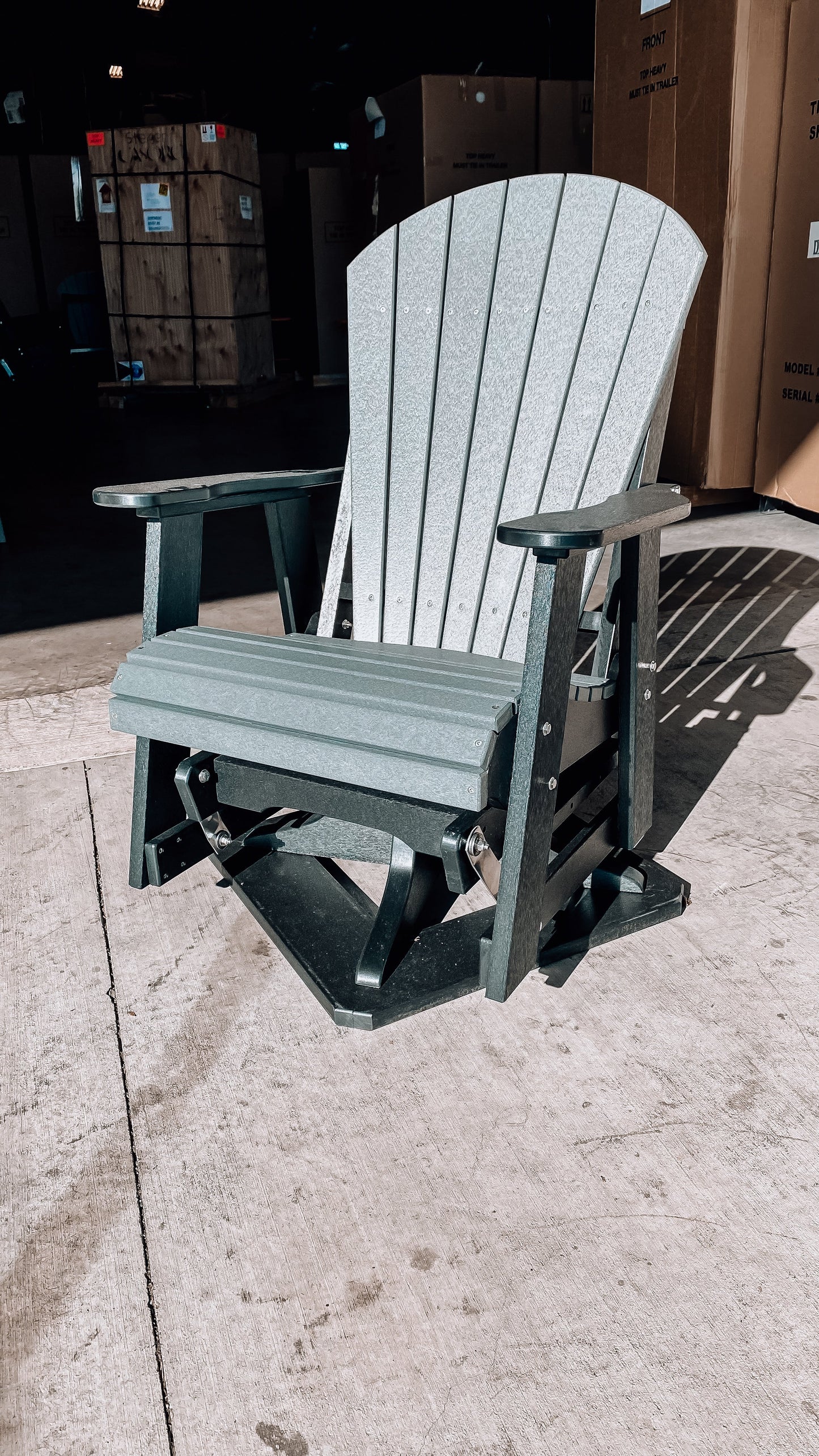 2′ Swivel Adirondack Glider Slate Grey/Black