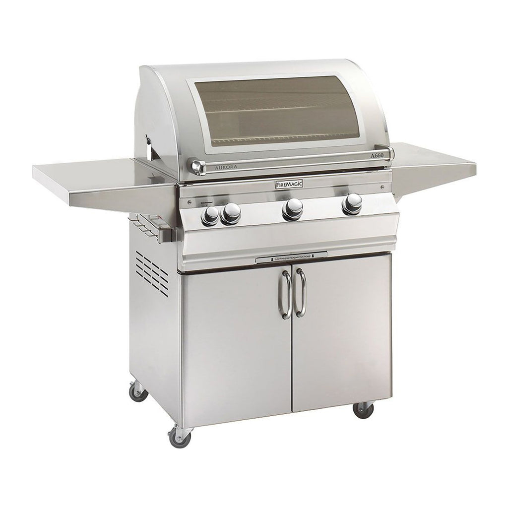 Fire Magic Aurora A660s 30" Natural Gas Freestanding Grill with Magic View Window and Analog Thermometer (A660S-7EAN-61-W)