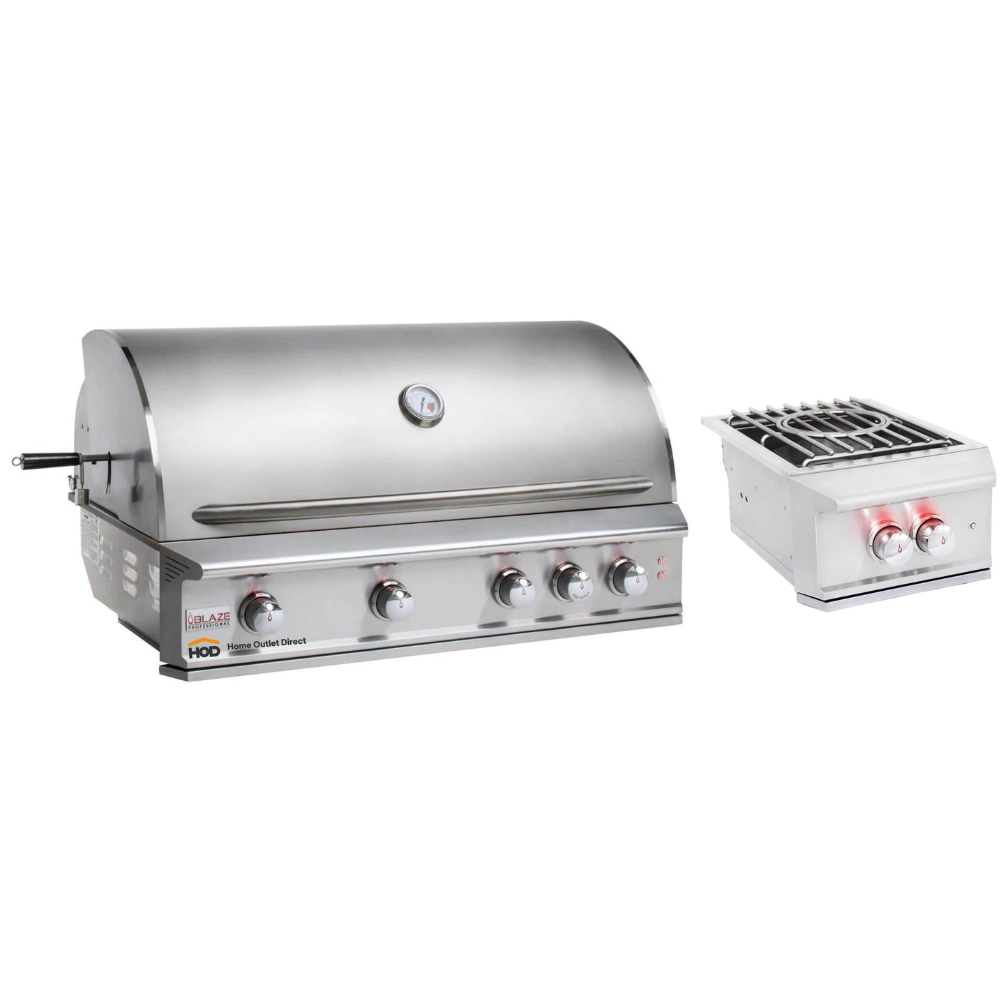 Blaze Grill Package - Professional LUX 44" 4-Burner Built-In Liquid Propane Grill and Side Burner in Stainless Steel
