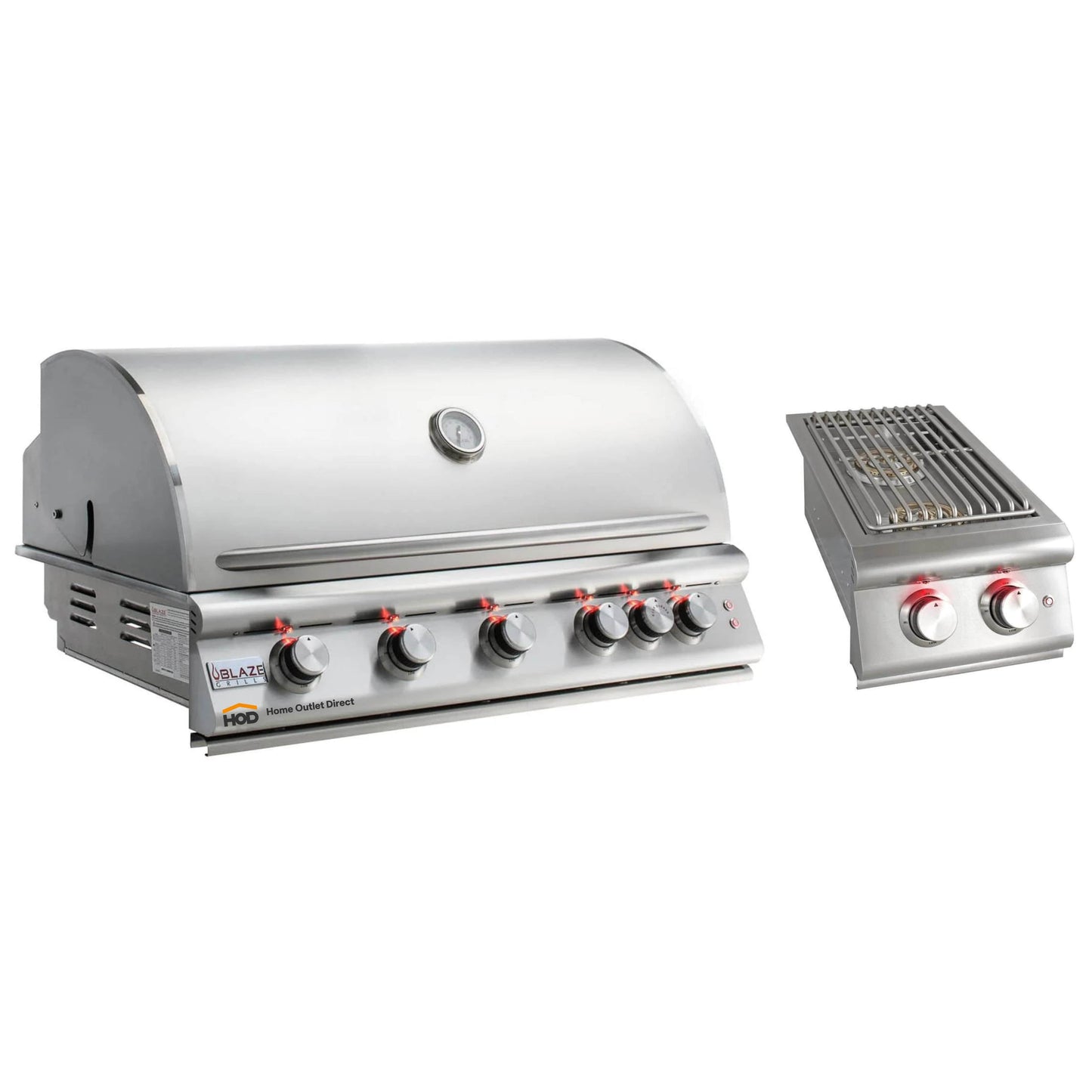Blaze Grill Package - Premium LTE 40" 5-Burner Built-In Liquid Propane Grill and Double Side Burner in Stainless Steel