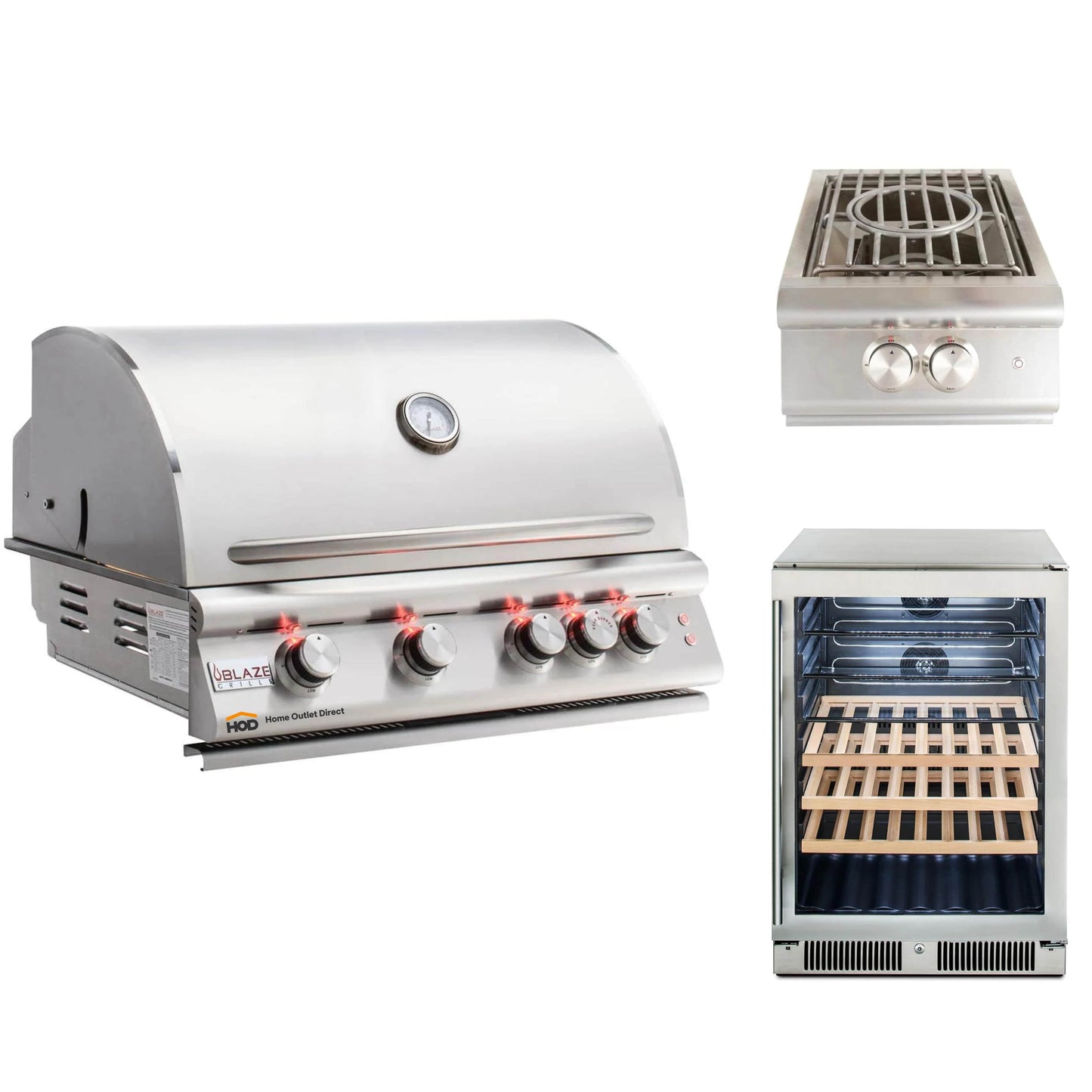 Blaze Grill Package - Premium LTE Marine Grade 32" 4-Burner Built-In Liquid Propane Grill, Side Burner and Beverage Center