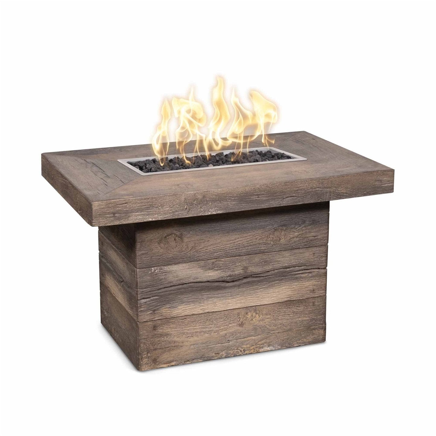 Alberta Wood Grain Concrete Fire Pit by The Outdoor Plus - Free Cover Included