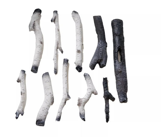 Amantii 10 Piece Birch Log set with Glowing Logs