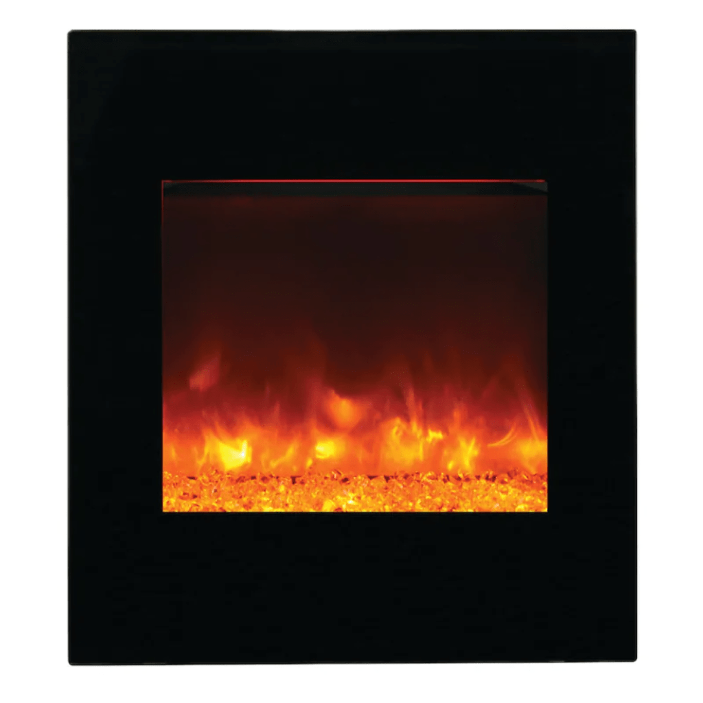 Amantii 24" LUMINA Corner Wall Mount Smart Electric Fireplace with Black Glass Surround and Log Set