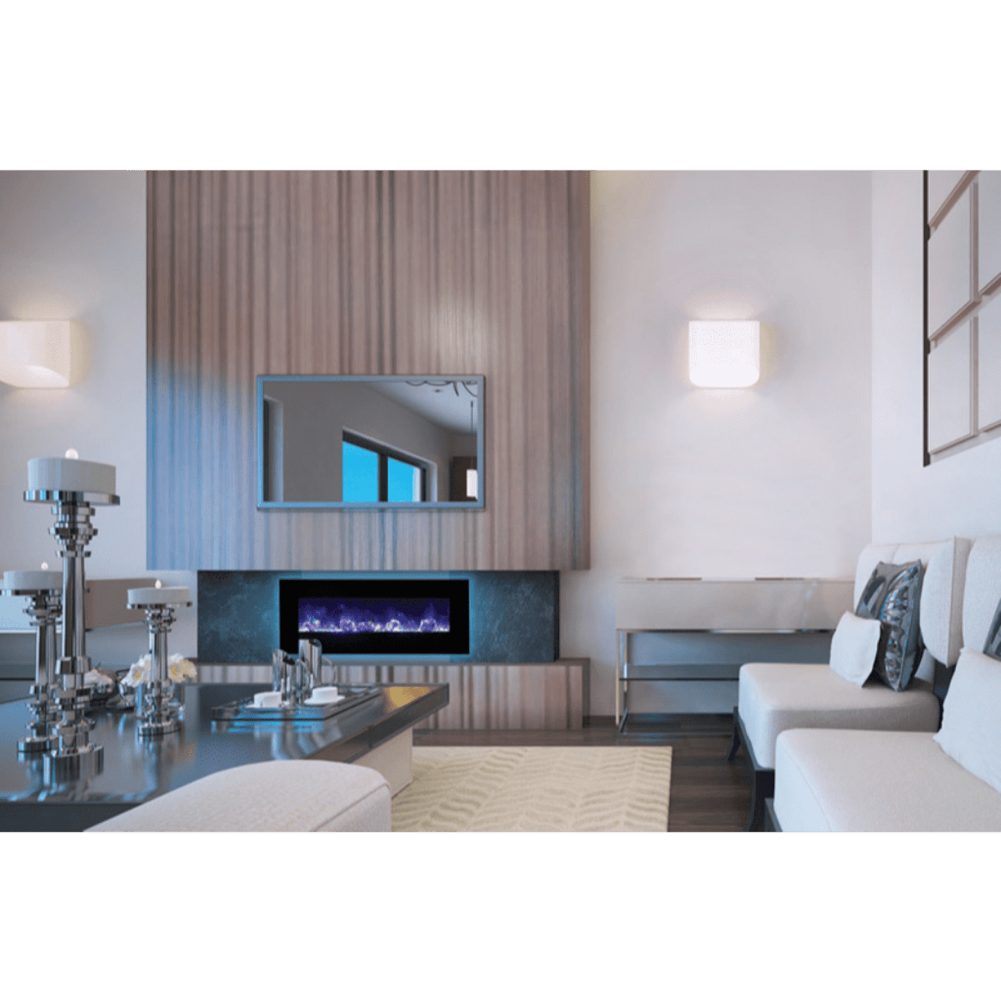 Amantii 26" Wall Mount/Flush Mount Electric Fireplace with Glass Surround