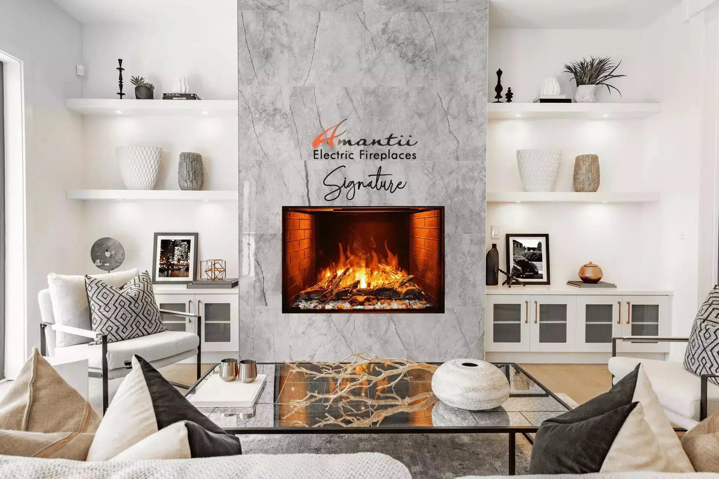 Amantii Signature Series Traditional 38" Built-in Electric Fireplace Featuring Optimyst Technology Patented by Dimplex