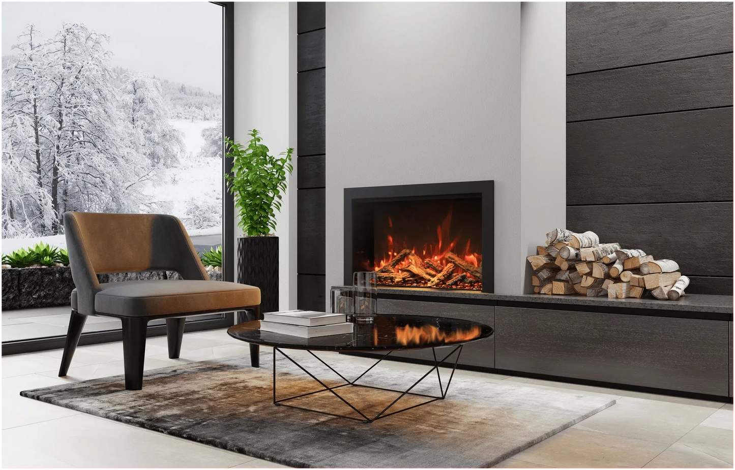 Amantii Traditional Bespoke 30" Indoor/Outdoor Smart Electric Insert Fireplace