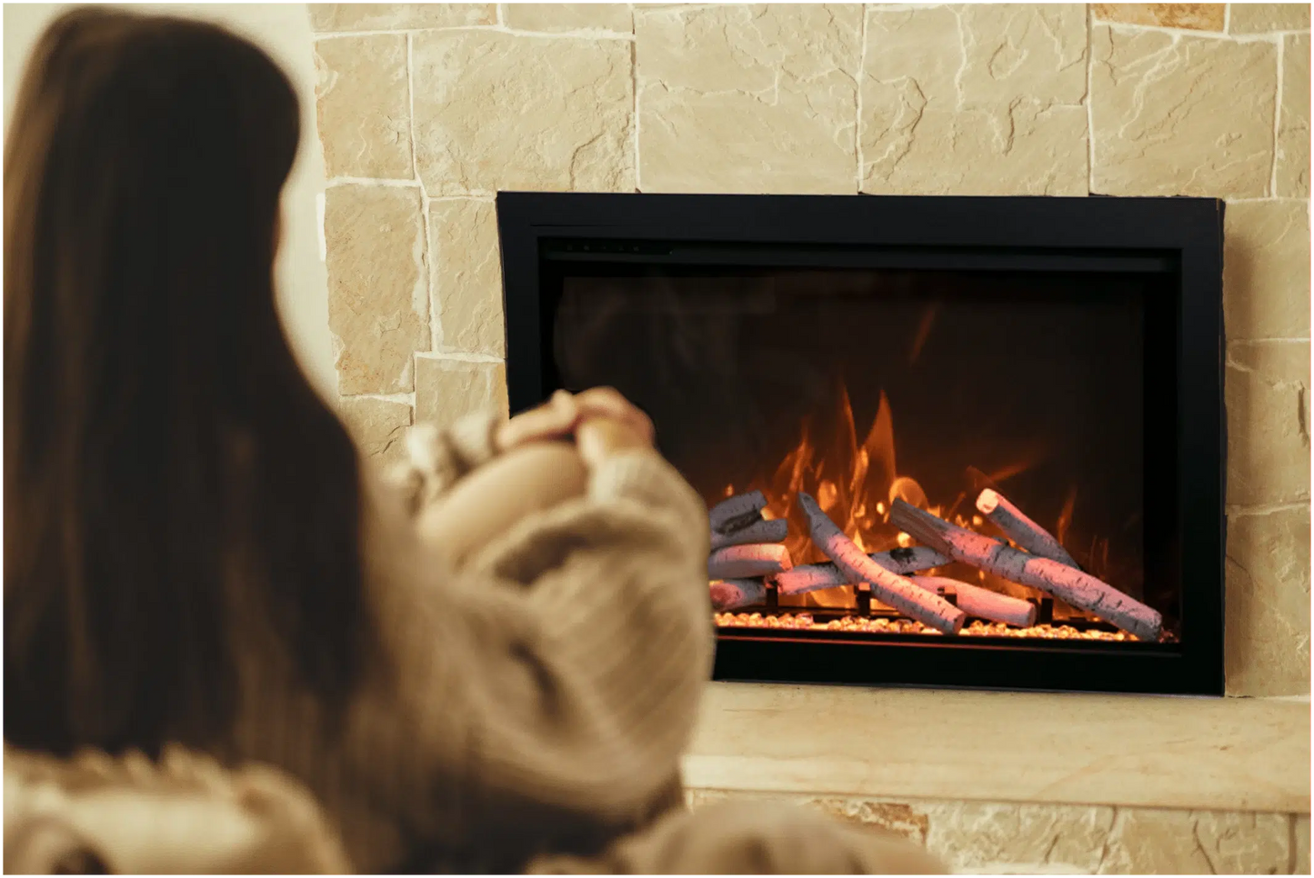 Amantii Traditional Bespoke 30" Indoor/Outdoor Smart Electric Insert Fireplace