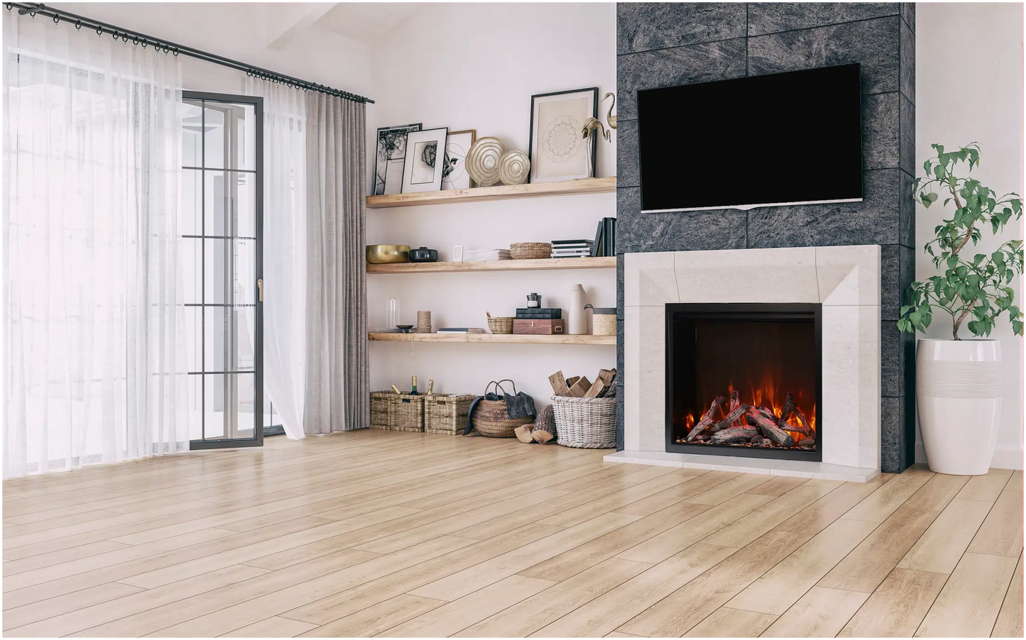 Amantii Traditional Lumina 33" Indoor/Outdoor Smart Electric Fireplace