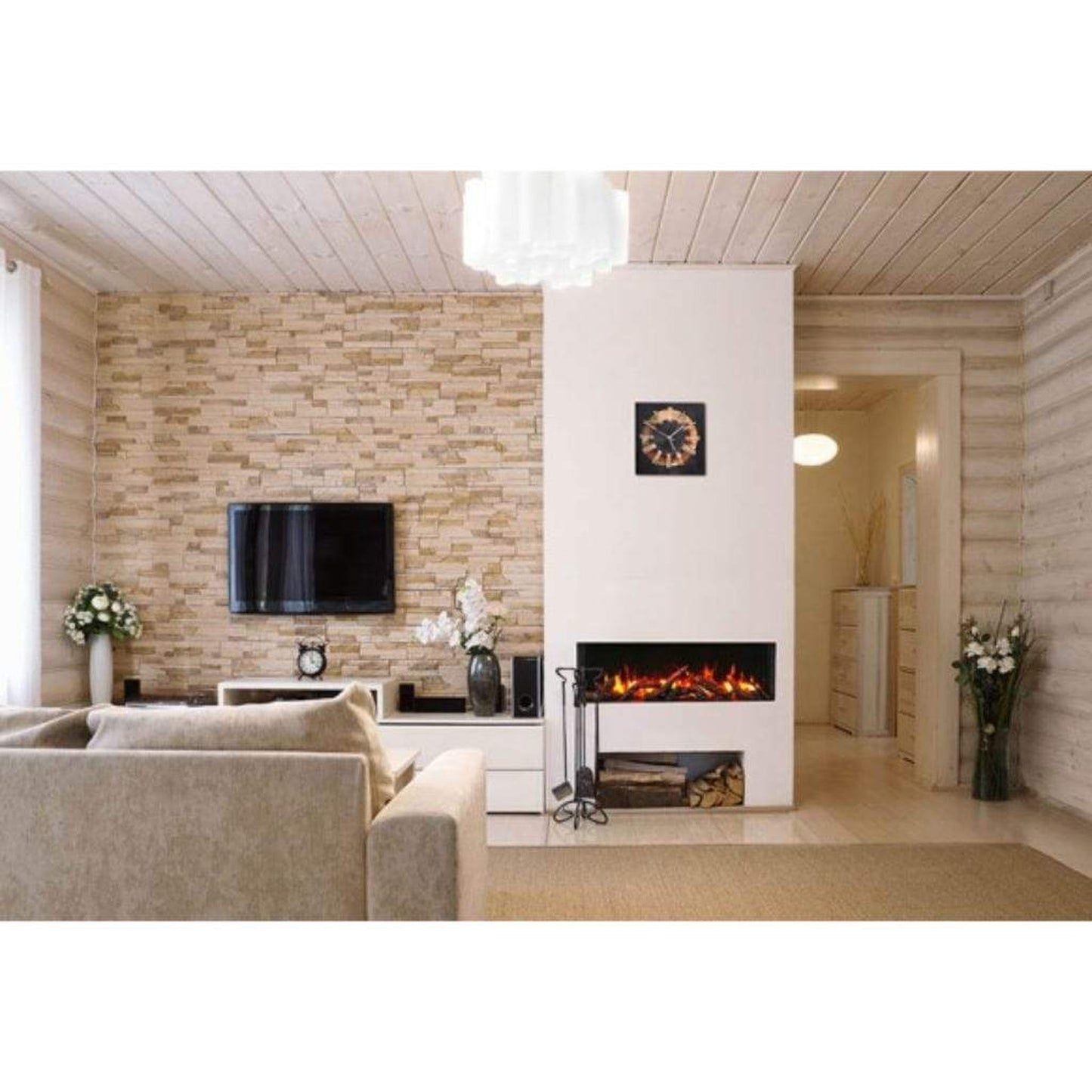 Amantii Tru-View 72" Three Sided Slim Glass Electric Fireplace