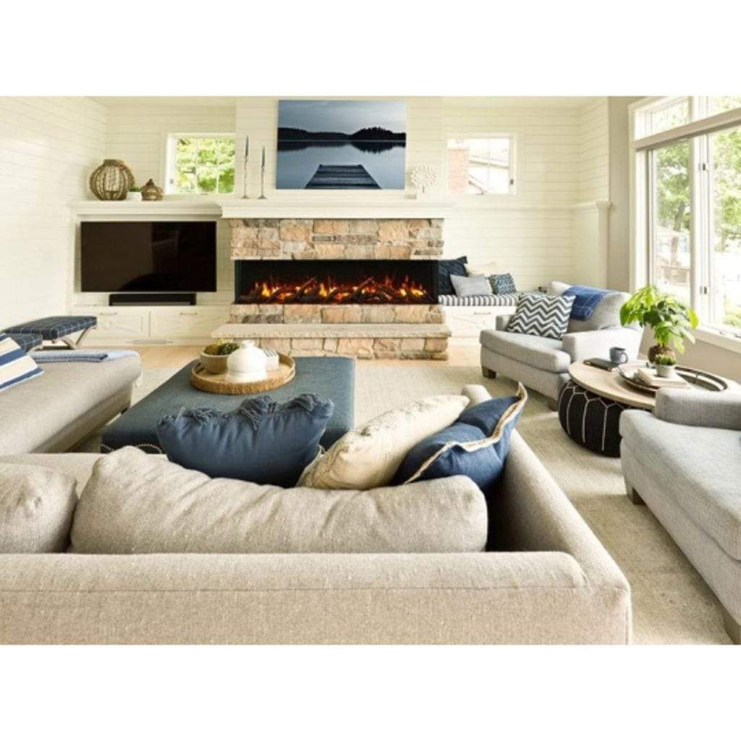 Amantii Tru-View 72" Three Sided Slim Glass Electric Fireplace