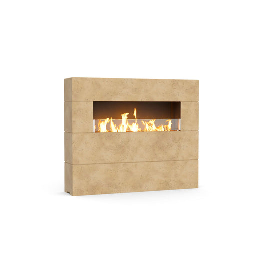 American Fyre Designs Milan Tall 60" Travertine Propane Gas Fireplace with Manual Flame Sensing Control