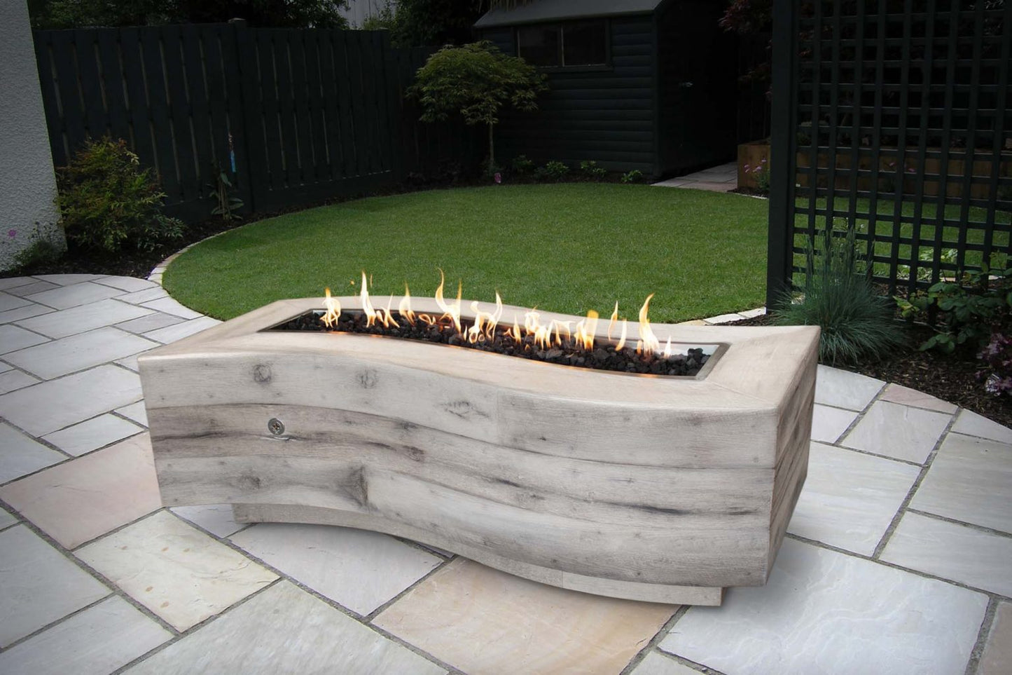 Big Sur Wood Grain Concrete Fire Pit by The Outdoor Plus - Free Cover Included