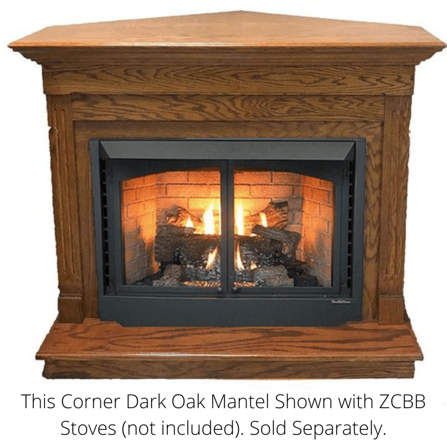 Buck Stove 36" Standard Corner Dark Oak Mantel for ZCBB Stoves