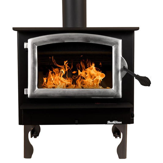 Buck Stove Model 74 Non-Catalytic and Blower Assembly Standard Wood Burning Stove With Pewter Door Finish