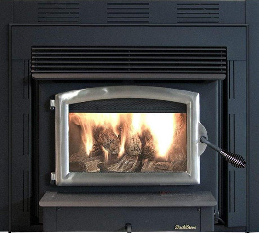 Buck Stove Model 74ZC Zero Clearance Non-Catalytic and Blower Assembly Standard Wood Burning Stove With Pewter Door Finish