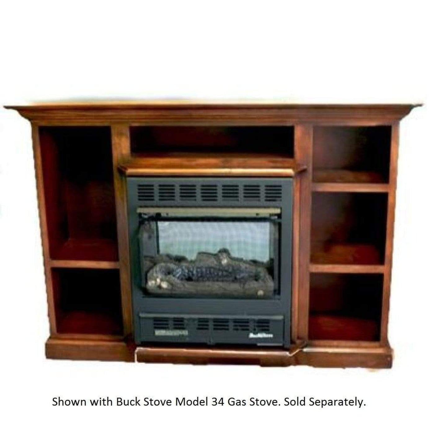 Buck Stove Prestige Bookcase Dark Oak Mantel Accessory for Model 34 and Model 384 Gas Stove