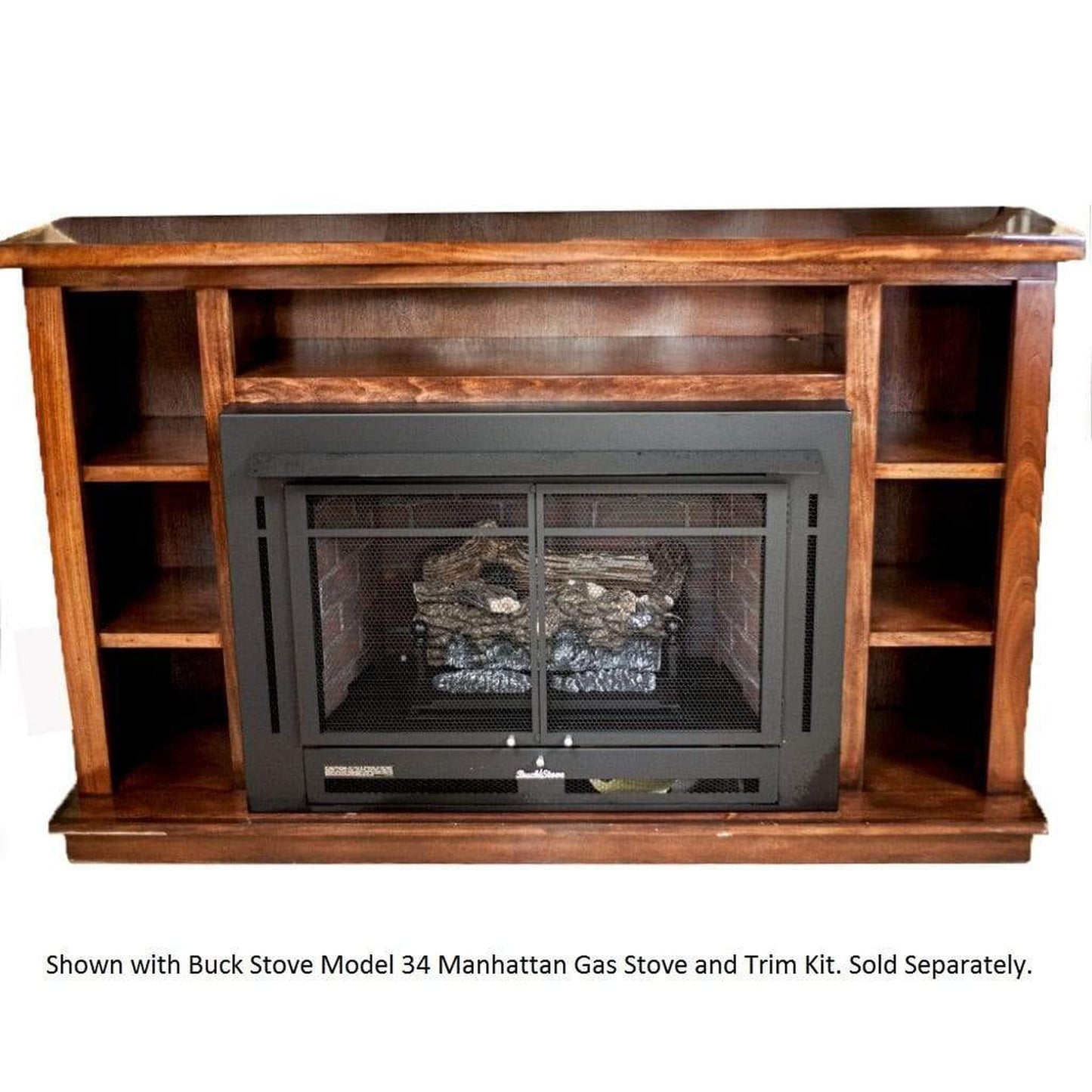 Buck Stove Prestige Manhattan Dark Oak Mantel for Model 34ZC Gas Stove