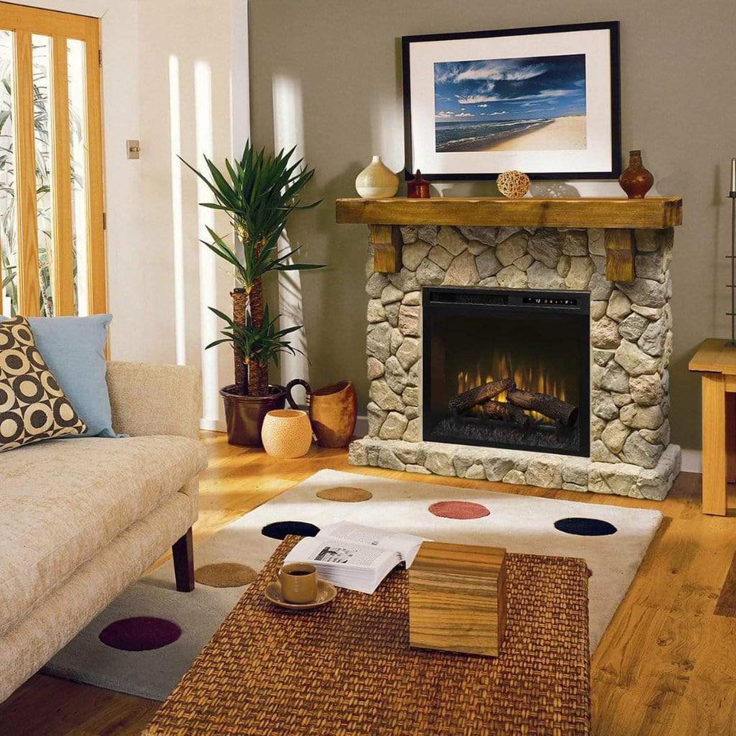 Dimplex Fieldstone Stone Look 55" Mantel with 28" Electric Firebox