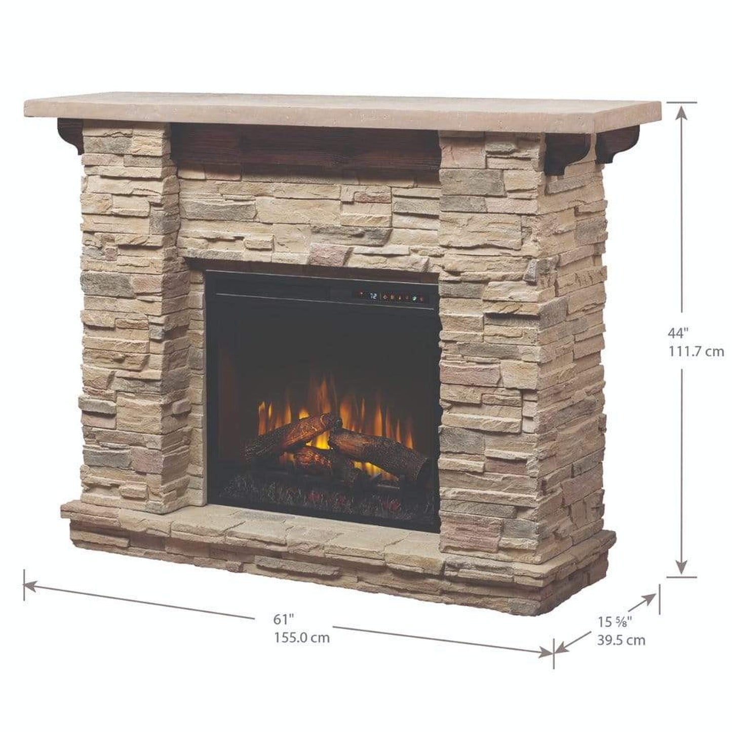 Dimplex Fieldstone Stone Look 55" Mantel with 28" Electric Firebox