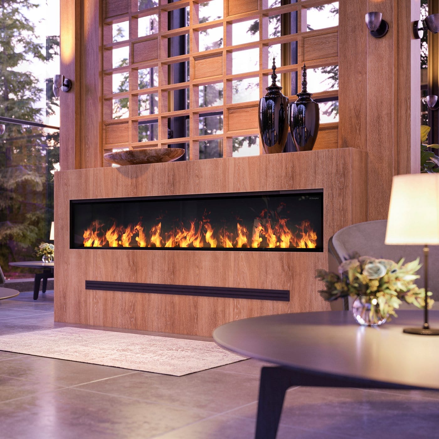 Dimplex Optimyst Linear 86" Electric Fireplace With Acrylic Ice and Driftwood Media