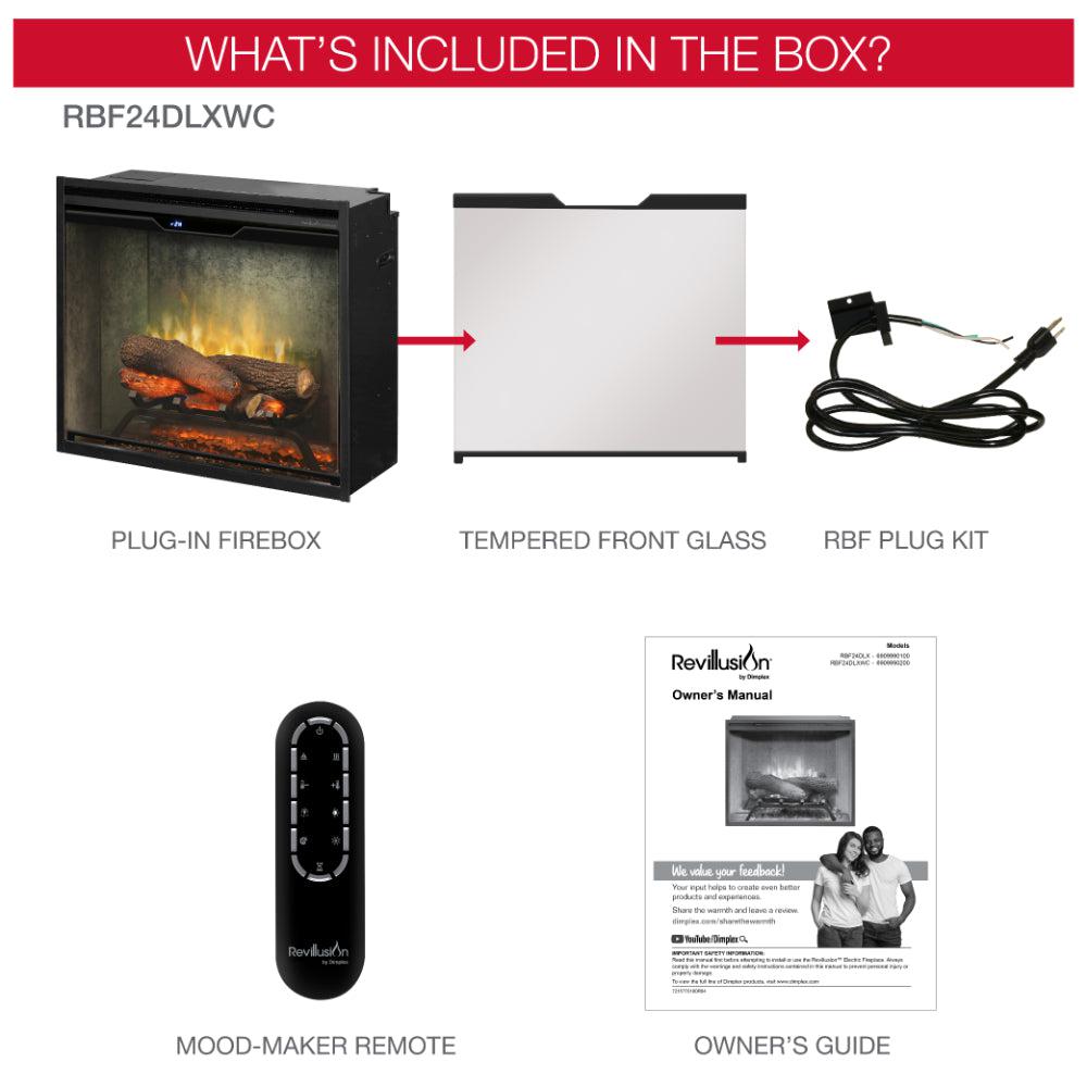 Dimplex Revillusion 24" Built-in Electric Firebox With Weathered Concrete Interior