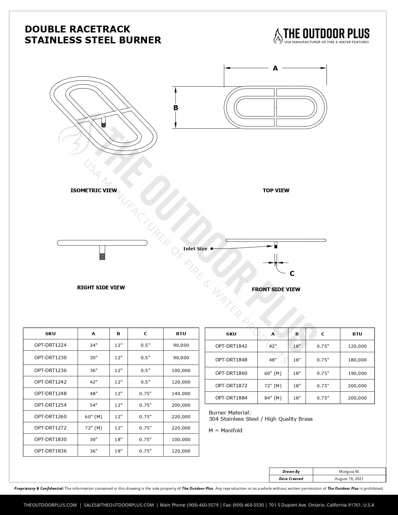 Double Racetrack Stainless Steel Burner by The Outdoor Plus