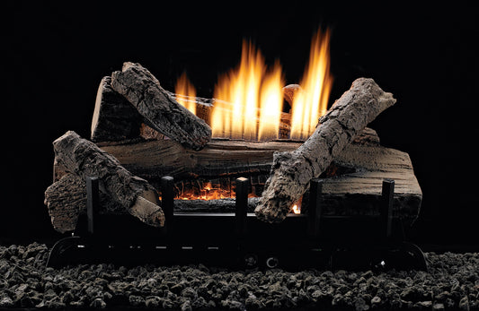 Empire 24" Whiskey River Refractory Log Set With Manual Control, Natural Gas Vent Free Contour Burner