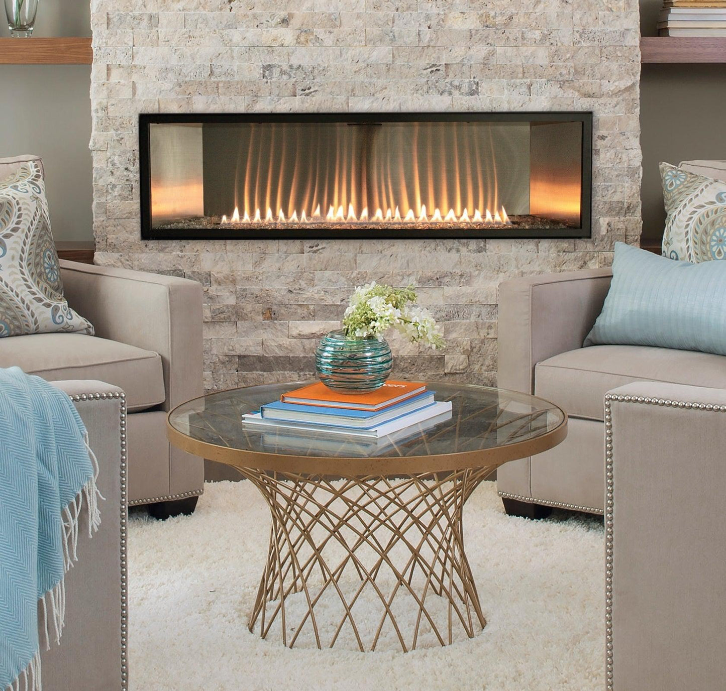 Empire Boulevard 48" Intermittent Pilot With Thermostat Variable Remote Control, Natural Gas Vent Free Linear Fireplace