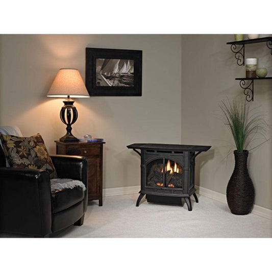 Empire Spirit 22" 20,000 BTU Porcelain Black Finish Intermittent Pilot Control With On/Off Switch, Natural Gas Vent Free Cast Iron Small Stove