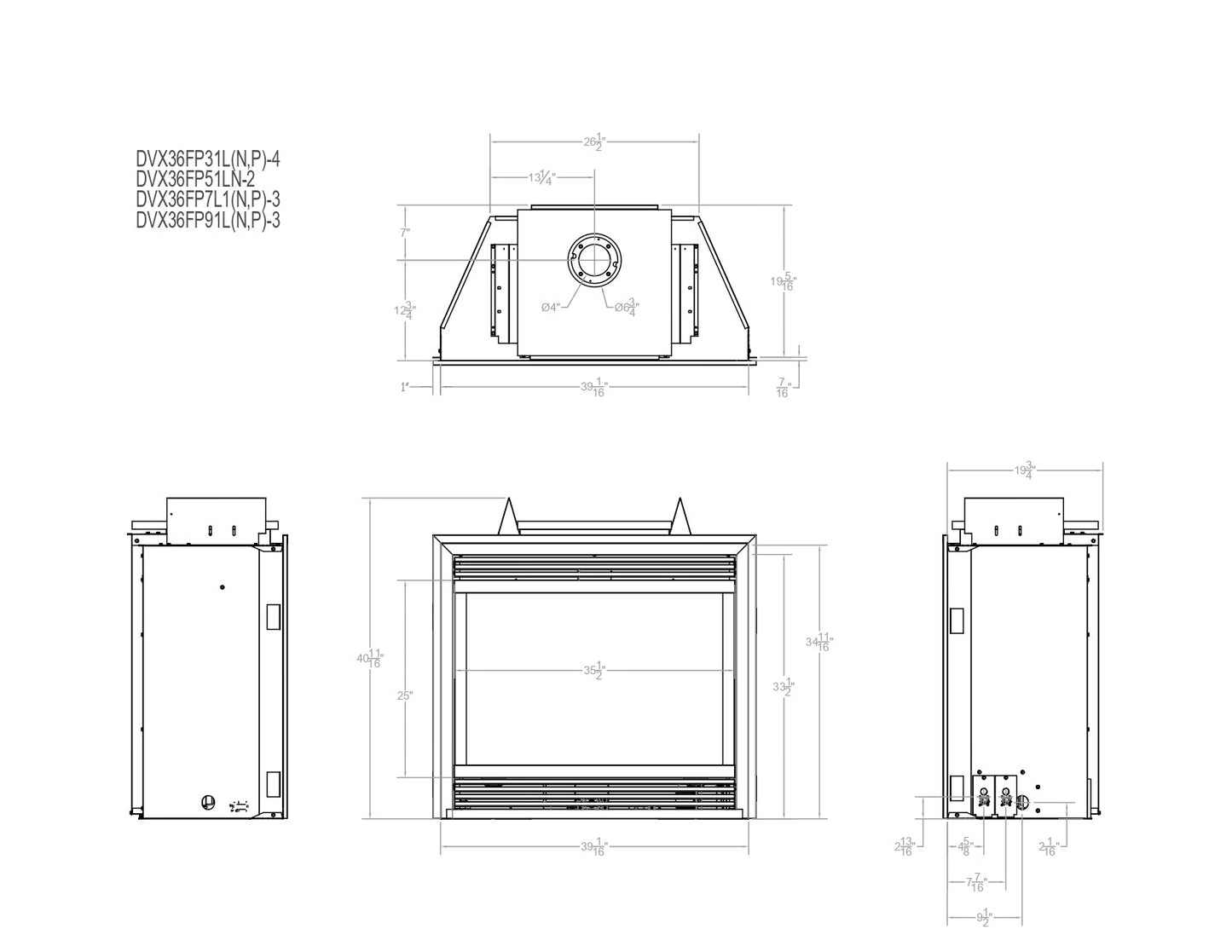 Empire Tahoe 36" Multi Function Control With On/Off Switch and Blower, Propane Gas Direct Vent Luxury Fireplace