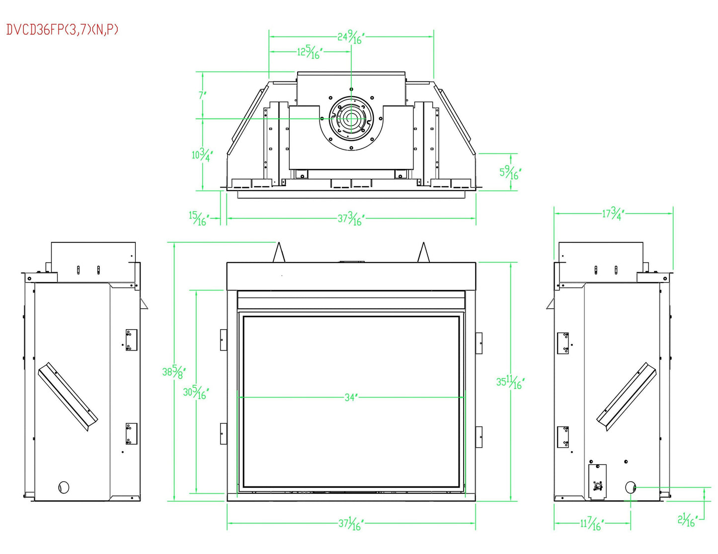 Empire Tahoe Clean Face 36" Millivolt Control With On/Off Switch and Blower, Propane Gas Direct Vent Deluxe Fireplace