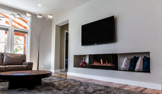 Flare Double Corner Modern Fireplace w/ 16" Glass