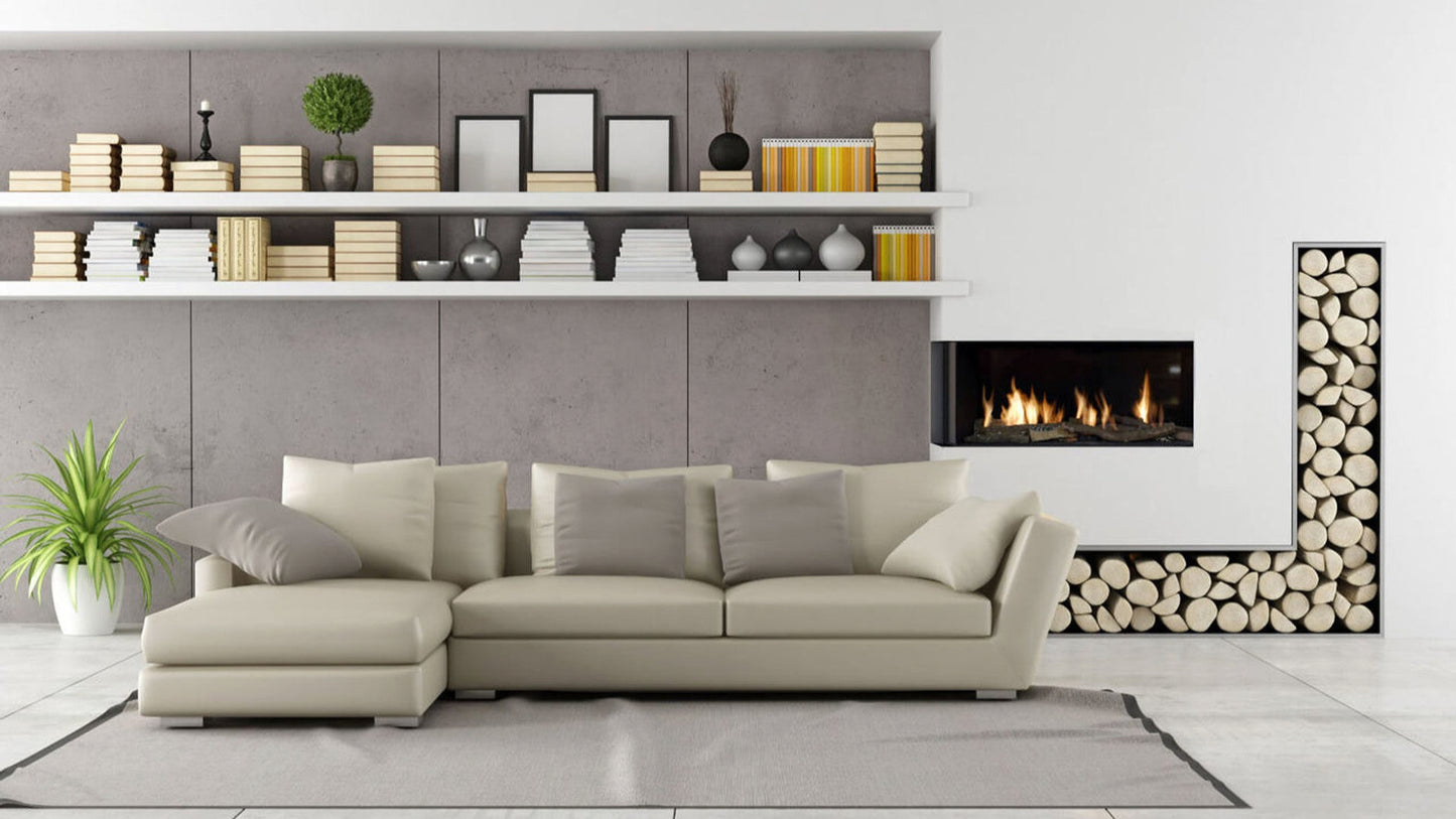 Flare Left Corner Modern Fireplace w/ 24" High Glass