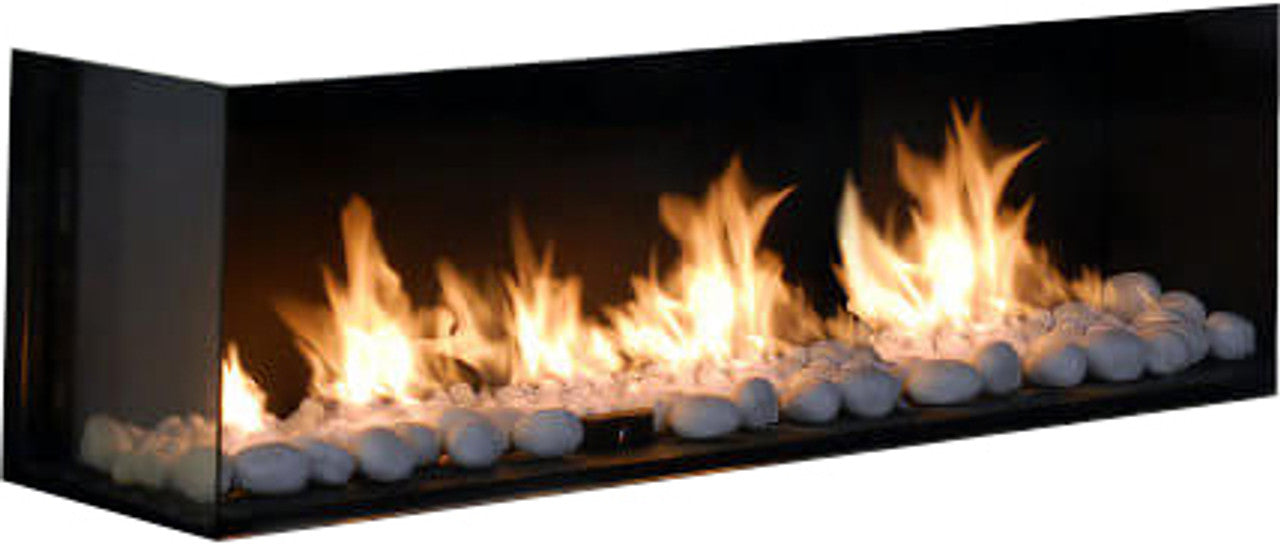 Flare Left Corner Modern Fireplace w/ 24" High Glass
