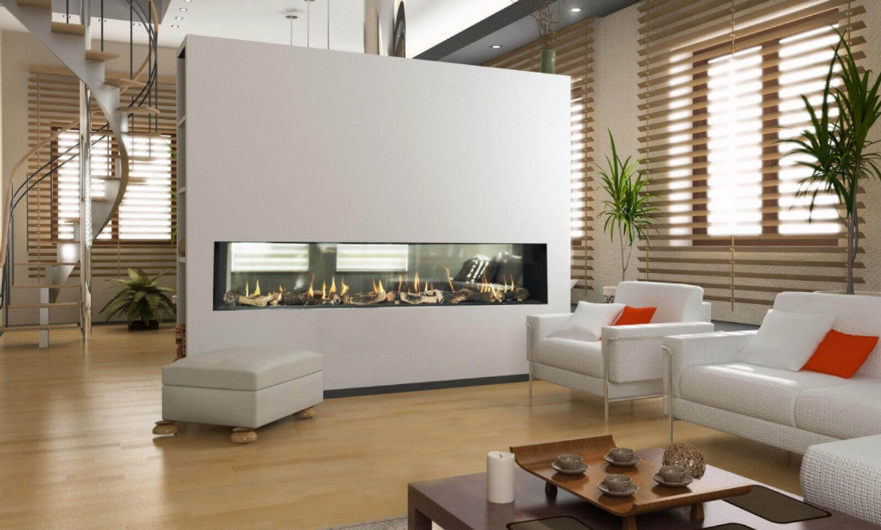 Flare See Through Modern Linear Fireplace w/ 24" High Glass