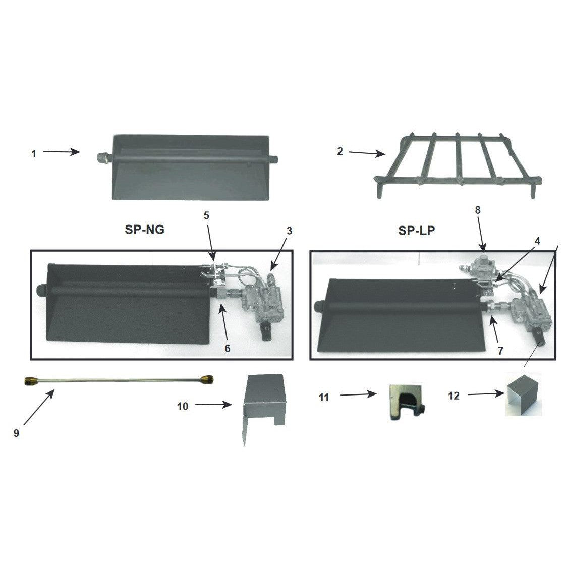 Heatilator 24" Safety Pilot Propane Gas Hearth Kit With Sand Pan Burner for Single-Sided Fireplace