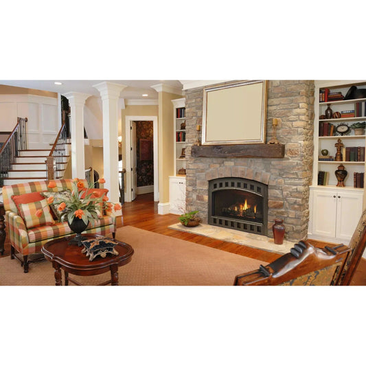 Heatilator Caliber nXt 36" Traditional Top/Rear Direct Vent Natural Gas Fireplace With Herringbone Steely Gray Refractory and Intellifire Touch Ignition System