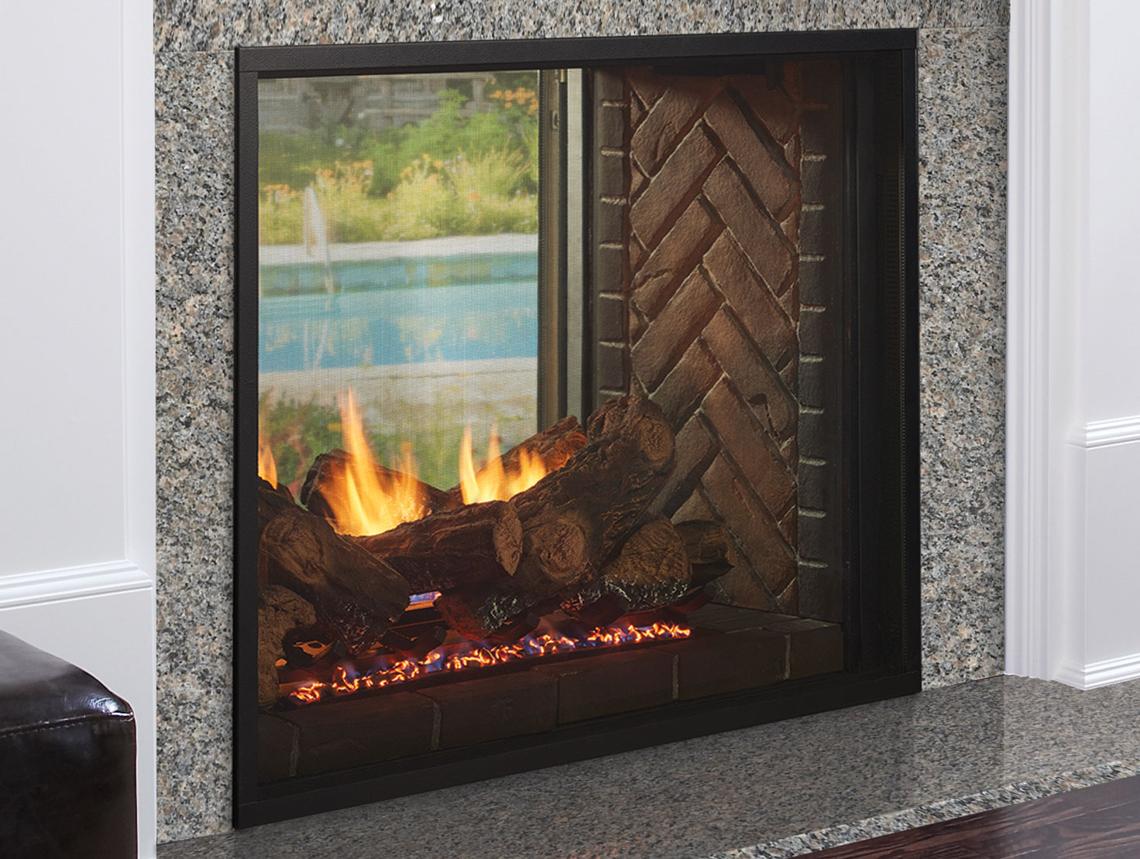 Heatilator Fortress See-Through 36" Traditional Indoor/Outdoor Natural Gas Fireplace With IntelliFire Touch Ignition System