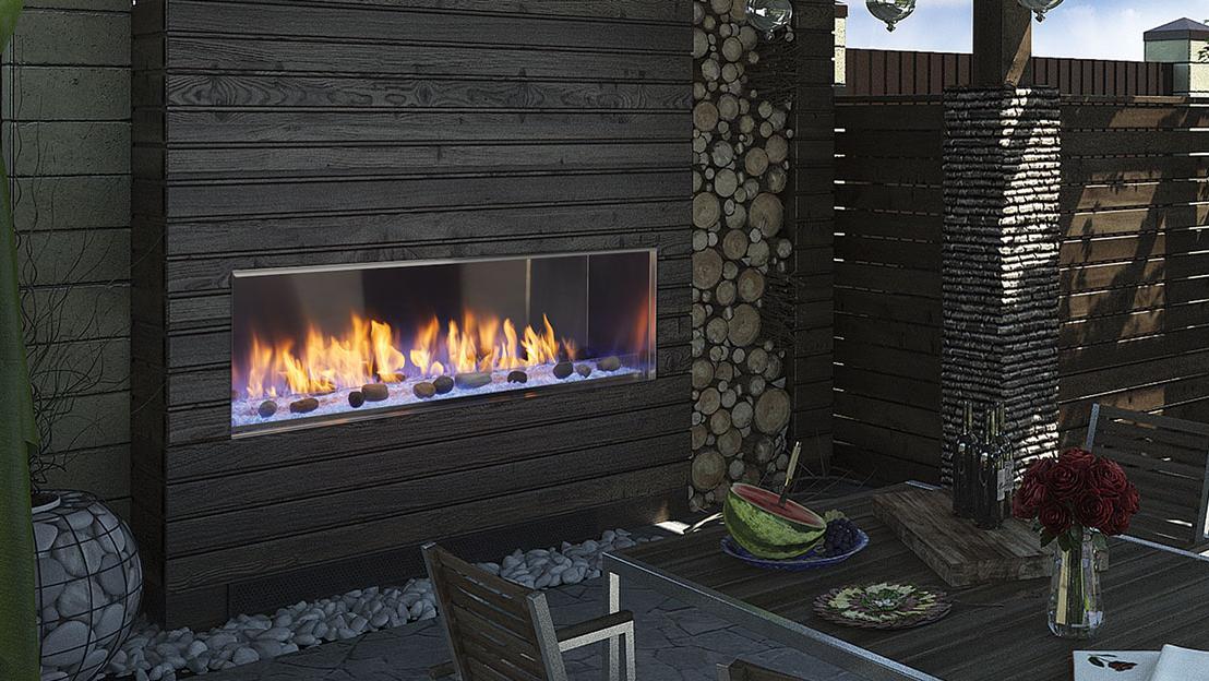 Heatilator Lanai 48" Linear Contemporary Outdoor Natural Gas Fireplace With IntelliFire Ignition System