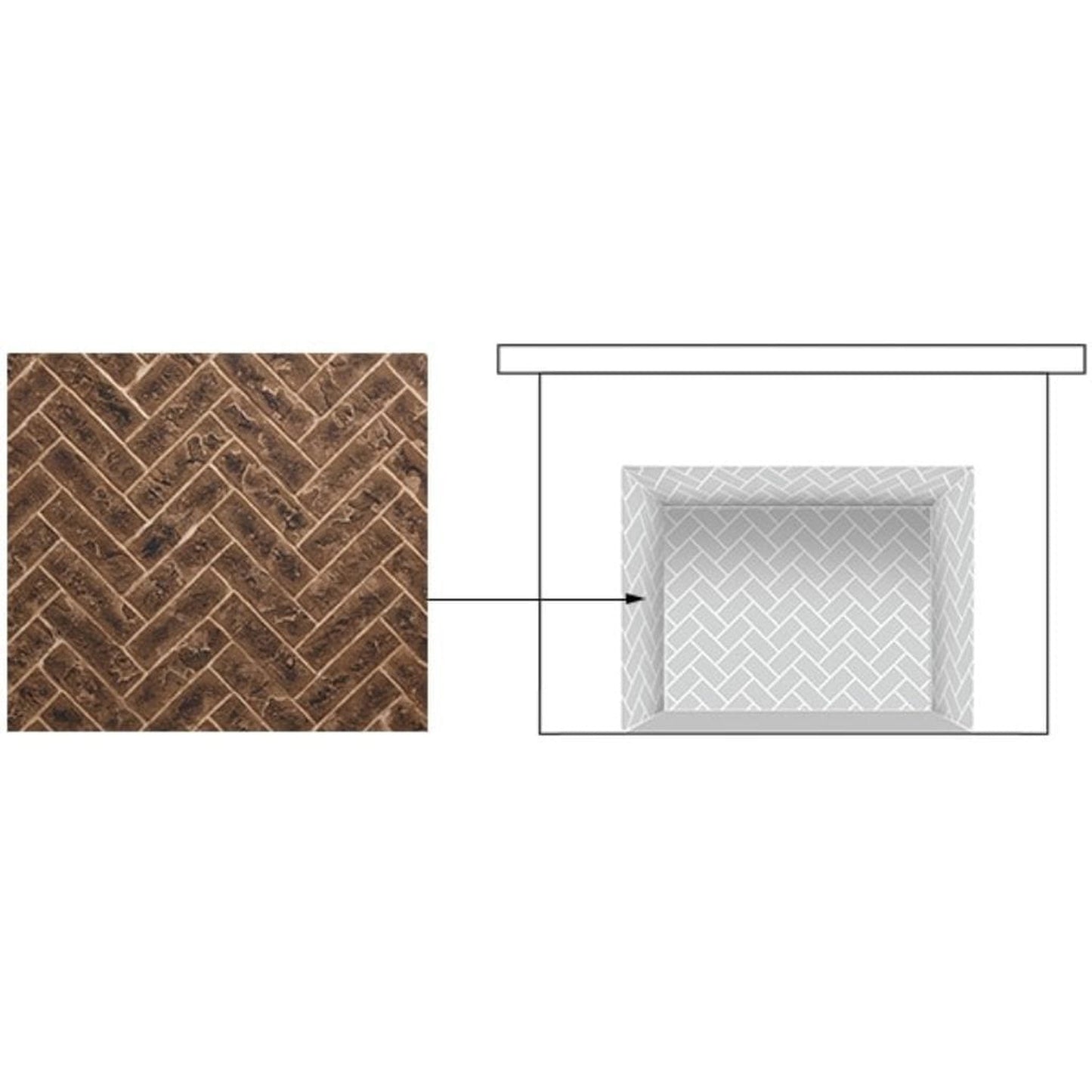 Majestic Tavern Brown Herringbone Brick Interior Panels for Marquis II 36" Gas Fireplace
