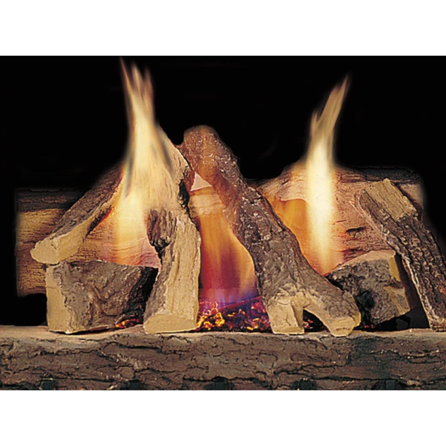 Majestic Campfire 18" 10-Piece Fiber Vented Natural Gas Log Set With Stainless Steel Burner, Hearth Kit and Standing Pilot Ignition System