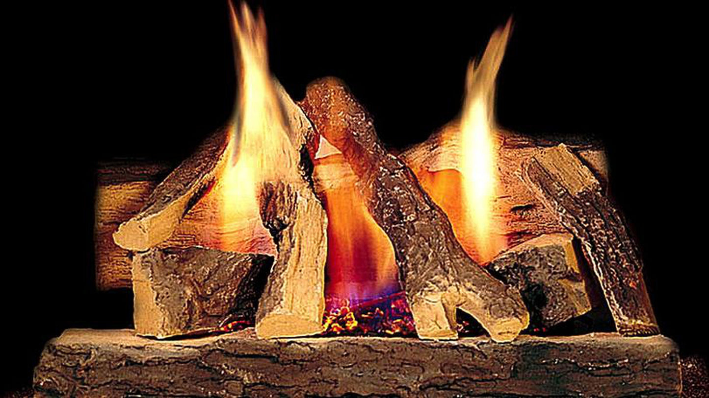 Majestic Campfire 30" 11-Piece Fiber Vented Propane Gas Log Set With Stainless Steel Burner, Hearth Kit and Standing Pilot Ignition System