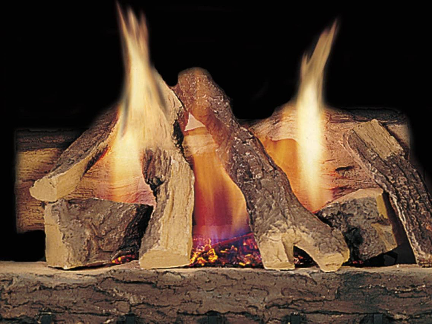 Majestic Campfire 30" 11-Piece Fiber Vented Propane Gas Log Set With Stainless Steel Burner, Hearth Kit and Standing Pilot Ignition System