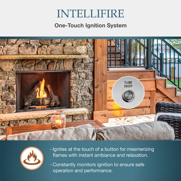 Majestic Courtyard 36" Traditional Outdoor Vent Free Natural Gas Fireplace With Traditional Stacked Concrete Refractory and IntelliFire Ignition System