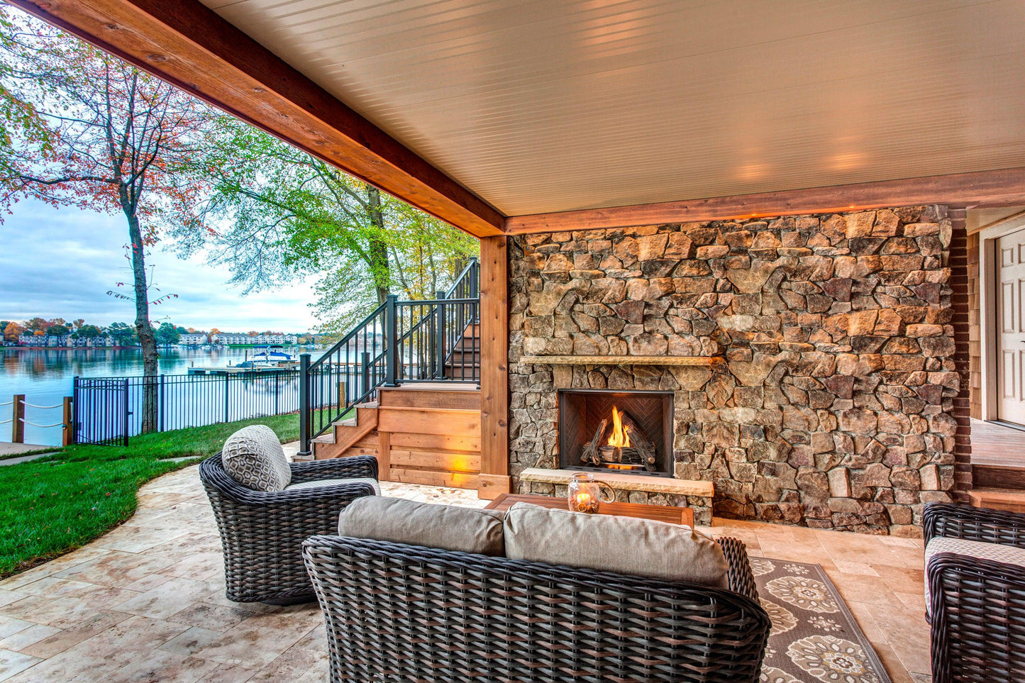 Majestic Courtyard 36" Traditional Outdoor Vent Free Natural Gas Fireplace With Traditional Stacked Concrete Refractory and IntelliFire Ignition System