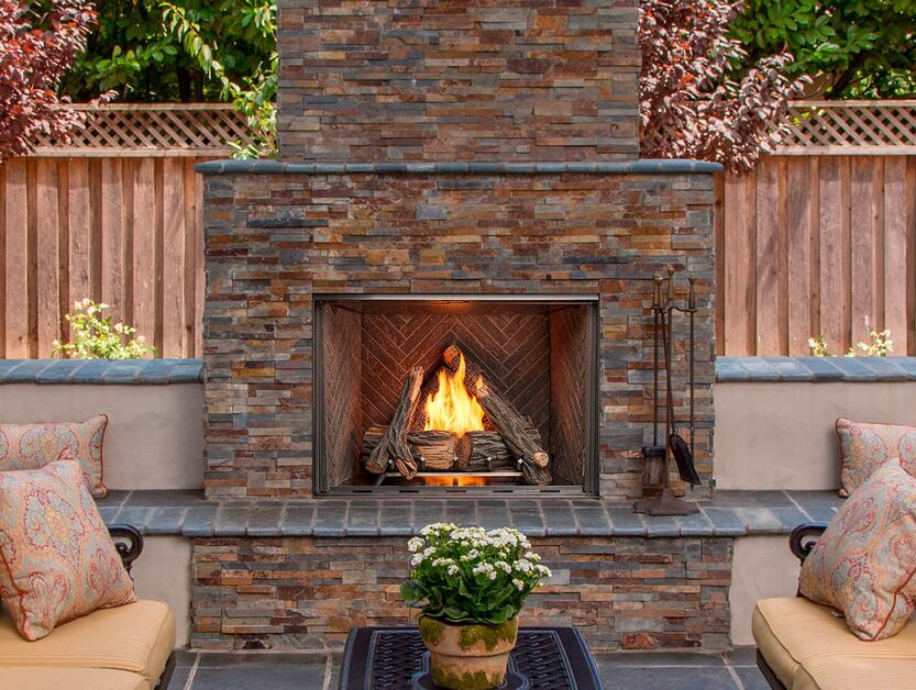 Majestic Courtyard 42" Traditional Outdoor Vent Free Natural Gas Fireplace With Traditional Stacked Concrete Refractory and IntelliFire Ignition System