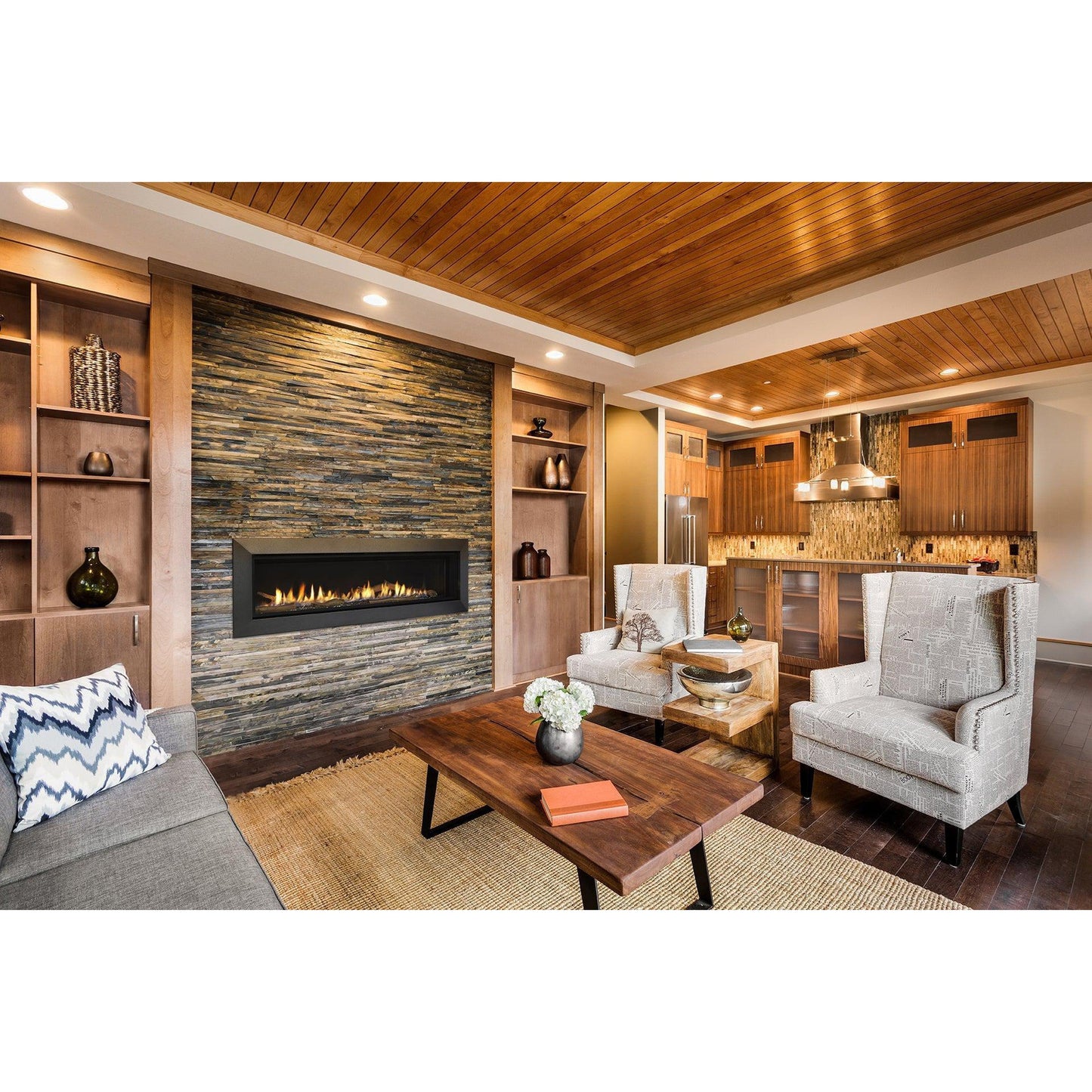 Majestic Echelon II 60" Linear Contemporary Direct Vent Natural Gas Fireplace With IntelliFire Touch Ignition System